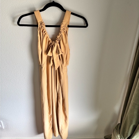 Abercrombie & Fitch Cream Midi dress bow front and elegant slit detail in XSmall - Picture 1 of 13